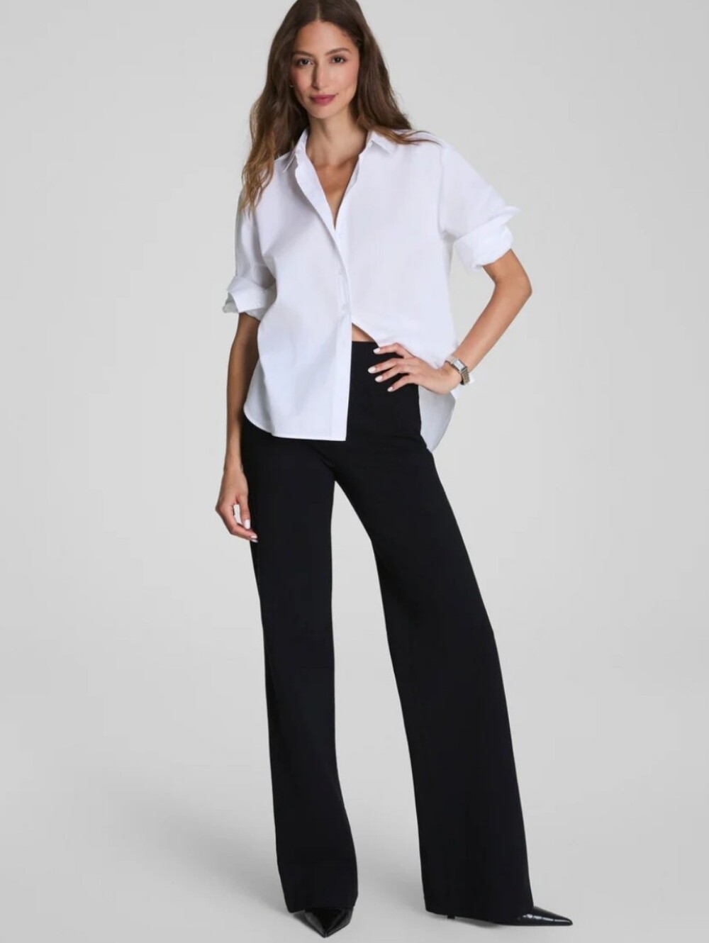 SPANX Ponte Wide-Leg Black Pants Size L